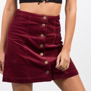 Express corduroy button-front miniskirt